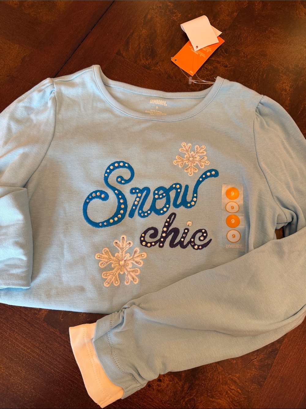 Gymboree Light Blue Snow Chic Long Sleeve Tee with Snowflake Accents